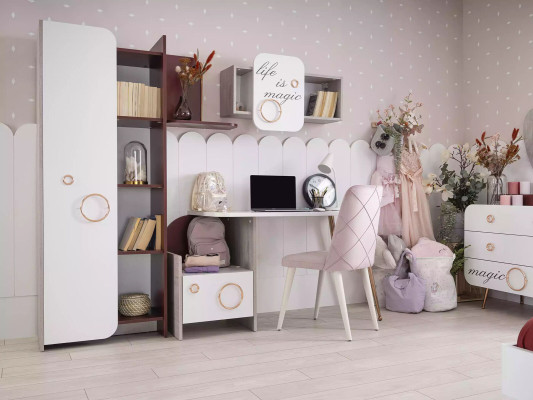 Cabinet Bookcase Children's Shelf Bookcase Children's Furniture Pink Wood