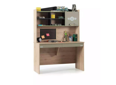 Desk set wooden table bookshelf green children's room