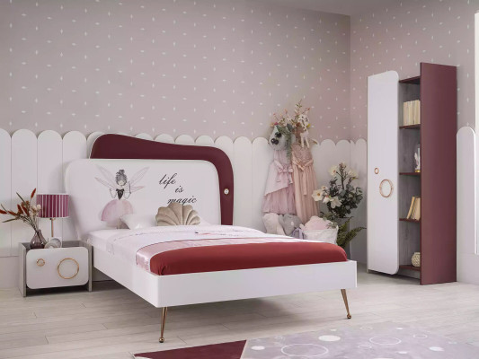 Girl's bed children's bedroom furniture white crib wooden frame