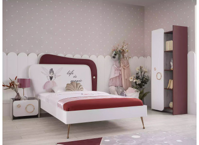 Girl's bed children's bedroom furniture white crib wooden frame