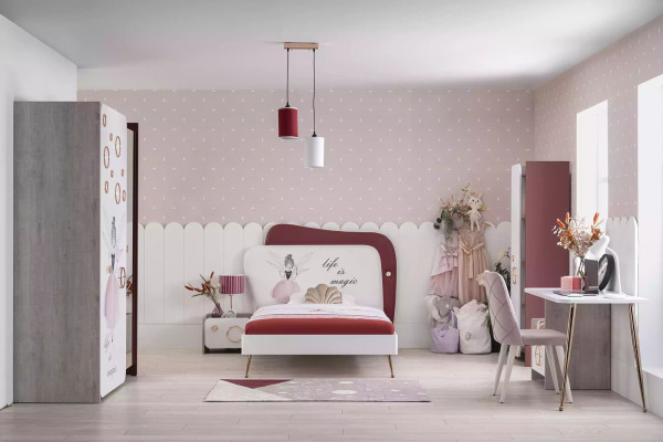 Girl's bed children's bedroom furniture white crib wooden frame