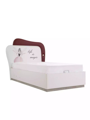 White-red children's bed, girl's bed, single bed, wooden frame, furniture, furniture, new