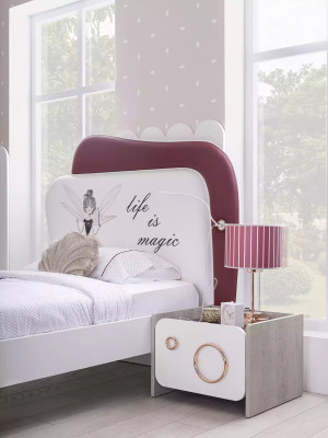 White children's bed girls' bed wooden furniture nightstand furniture set 2-piece set