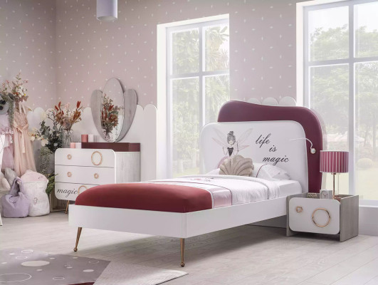 White children's bed girls' bed wooden furniture nightstand furniture set 2-piece set
