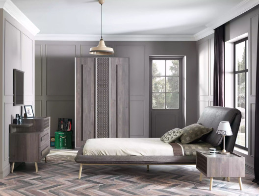 Wooden cabinet luxury wardrobe cabinet furniture wood gray 3-door design