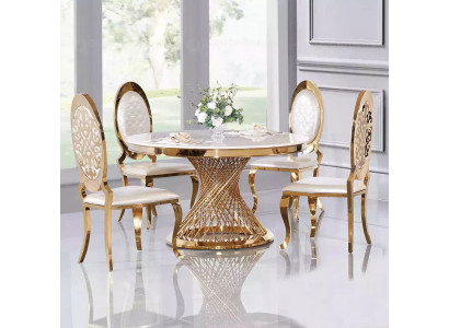 Designer golden round table stainless steel tables stylish dining room furniture