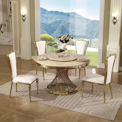 Designer golden round table stainless steel tables stylish dining room furniture