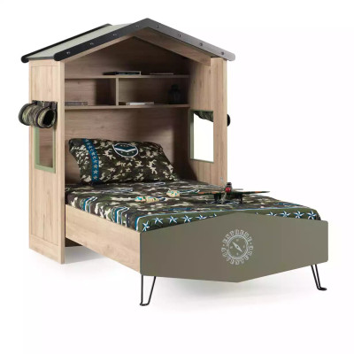 Bed frame children's furniture set children's room suite bed green 4-piece wood