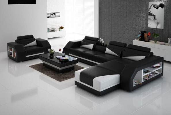 Design corner sofa couch upholstery suite automatic recline function sofa new leather