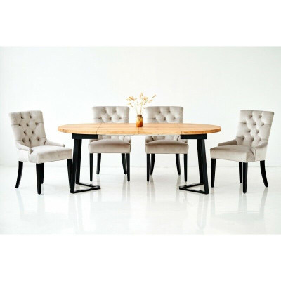 Design dining room table + 6 Chesterfield armchairs seating group chairs