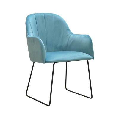 Modern armchairs set of 8 chairs suite turquoise upholstery armrests
