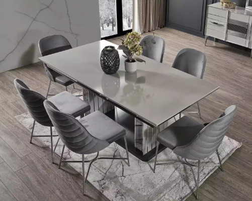 Gray dining room furniture dining table chair set dining group modern furniture
