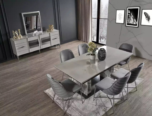 Gray dining room furniture dining table chair set dining group modern furniture