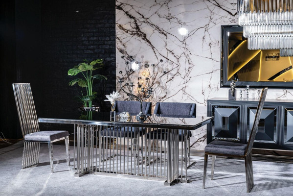 Dining room chair luxury metal with fabric chairs style modern armchair