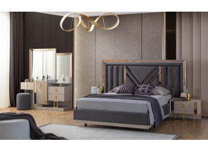 Complete bedroom set grey bed dressing table with mirror