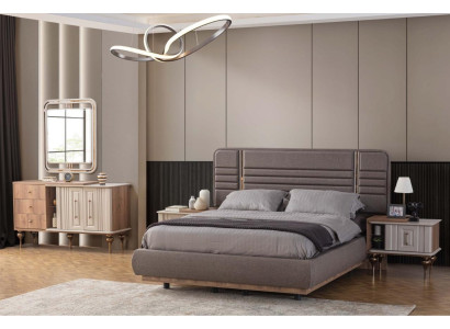Noble bedroom set upholstered bed nightstands vanity table mirror
