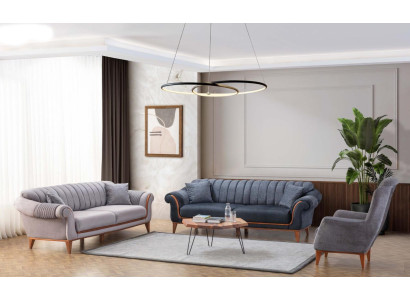 Blue-Grey Living Room Set Modern Sofa Set 3+3+1 Seater Armchair New