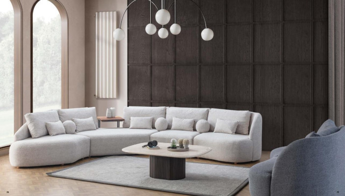 White sectional sofa modern L-shape sofa living room couches wooden frame sofa