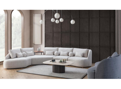 White sectional sofa modern L-shape sofa living room couches wooden frame sofa