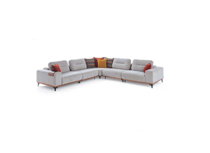 White Exclusive L-Shape Upholstered Sofa Designer Corner Sofa Living Room Seat