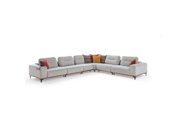 Gray corner sofa exclusive L-shape set luxurious living room furniture