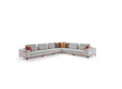 Gray corner sofa exclusive L-shape set luxurious living room furniture