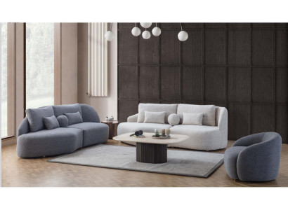 Gray-white living room set 3+3 seater designer fabric armchair 3-piece set