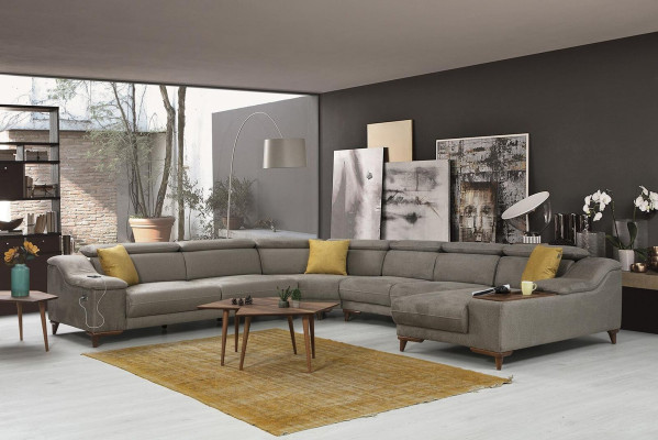 Sofa U-Shape Living Room Corner Sofa Upholstered Furniture Modern Upholstery Textile Design