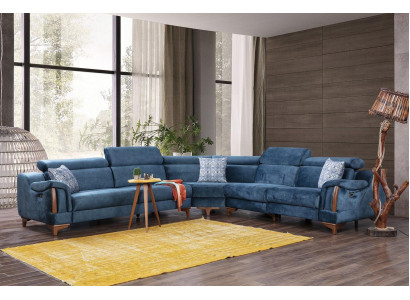 Sofa L-Shape Modern Blue Corner Sofa Couch Living Room Design New Furniture