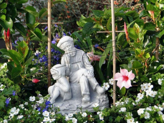 Garden decoration grandfather grandson statue sculpture figures sculptures