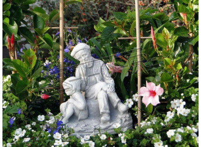 Garden decoration grandfather grandson statue sculpture figures sculptures