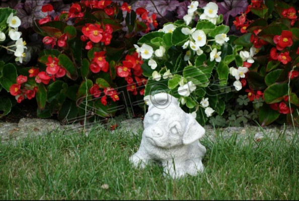 Garden Decoration White Dog Terrace Stone Figures Decorative Statue Figure