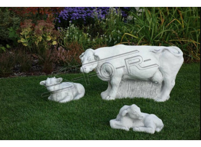 Garden cow decoration stone figure terrace decor statue white natural sculpture
