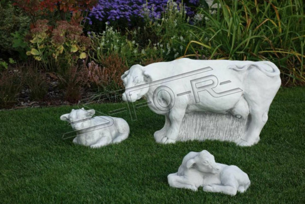 Garden Cow Decoration Stone Figure Terrace Decoration White Statue Nature Sculpture
