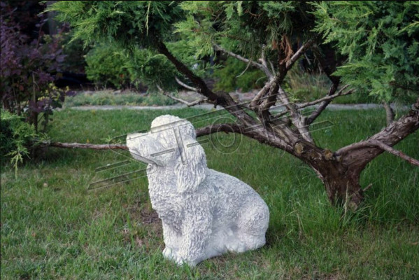 Garden White Decoration Dog Stone Terrace Figure Figures Decorative Statue