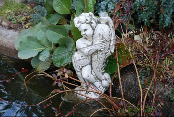 Garden figure Angel Fontaine 42cm Pond figure Human Stone cast