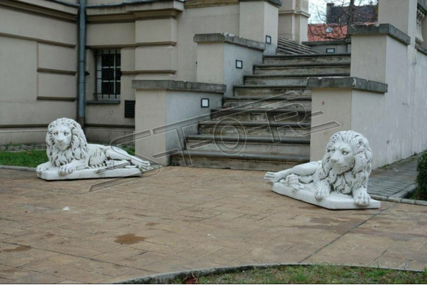 Lion Lying Statue Figure Garden Terrace Decoration White Natural Sculpture