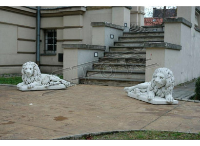 Lion Lying Statue Figure Garden Terrace Decoration White Natural Sculpture