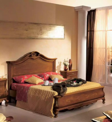 Brown bedroom set bed 2x nightstands dresser mirror classic