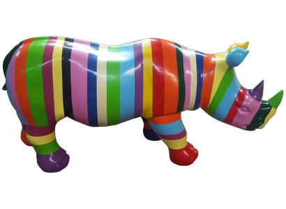 Rhinoceros Abstract Sculptures Colorful Figure Painted Statues Garden Handicraft Art