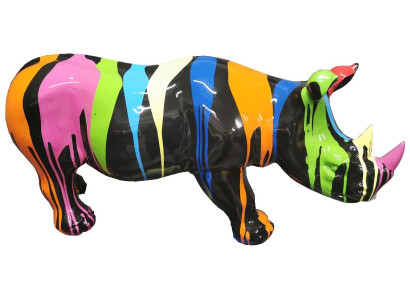 Painted Rhino Abstract Sculptures Colorful Figurine Statues Garden Handicraft Art