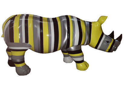 Sculptures Rhinoceros Abstract Colorful Figure Painted Statues Garden Handcrafted Art