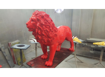 Red Lion Figure Statue Figures Statues Sculpture Garden Decoration Abstract Decor
