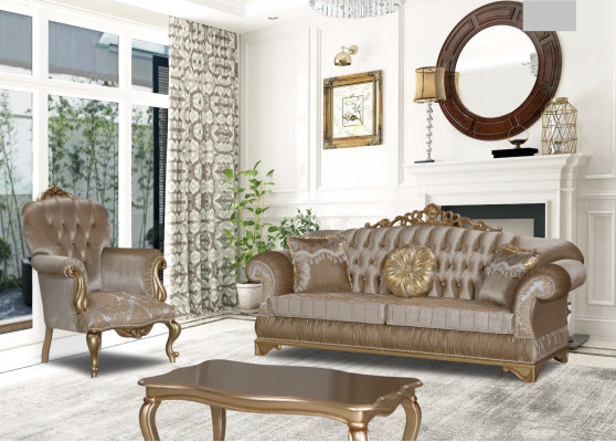 Comfortable sofa in a classic style with unique design and decoration