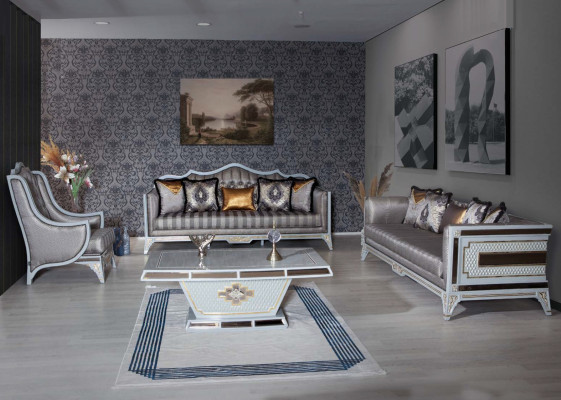 Classic Armchair Luxury Designer Grey Fabric Single Seater Upholstered Armchair New Furniture