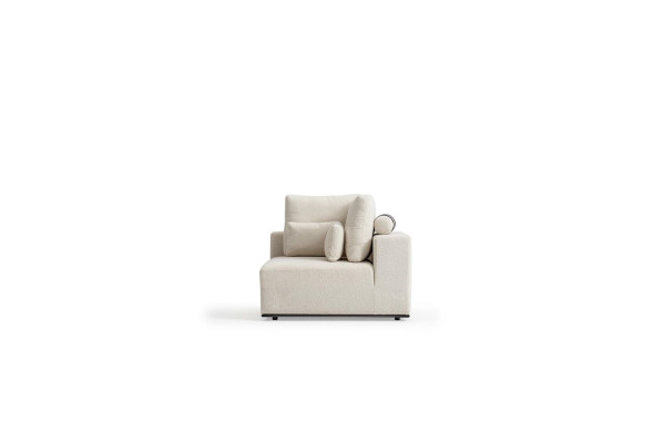 White upholstered sofa modern couch three-seater textile furniture wooden frame new