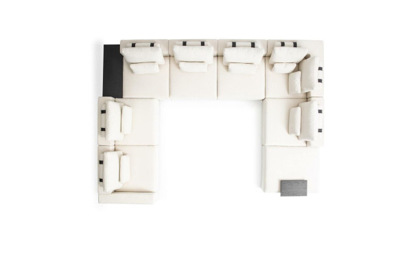 U-shaped living landscape sofa white upholstered furniture textile sofa wooden frame