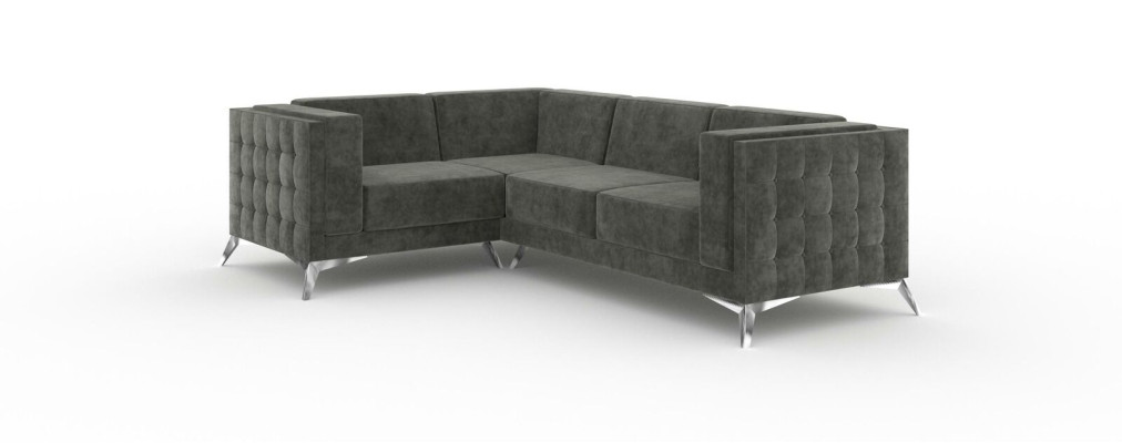 Chesterfield sectional sofa L-shape fabric couch design upholstered seat textile sofa corner new