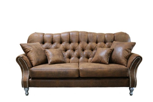 Vintage Chesterfield Sofa Set Couch Upholstery Sofa Leather 3+1 Seater Set