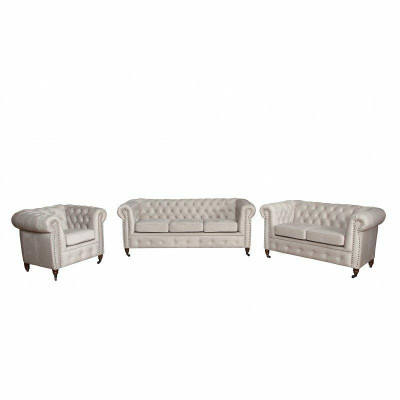 Chesterfield 3+2+1 Seater Sofa Set + Ottoman Couch Sofa Leather Textile Couches